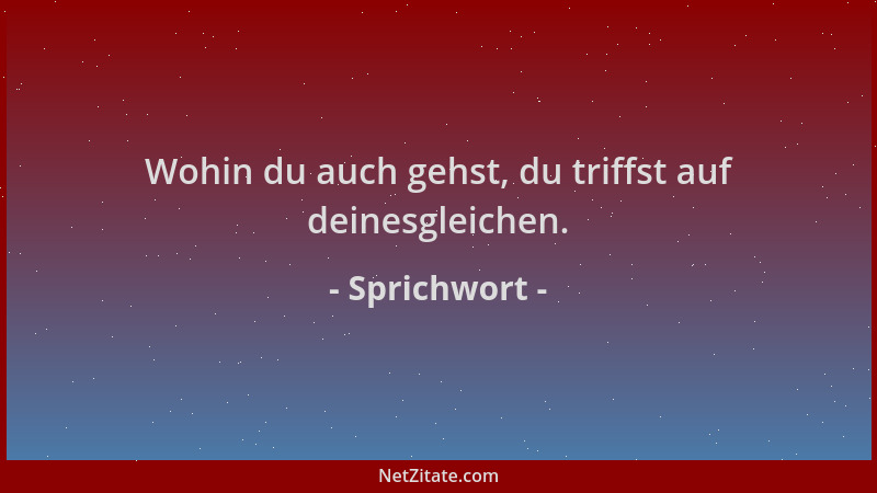 Sprichwort - Wohin du auch gehst, du triffst auf deinesgleichen....