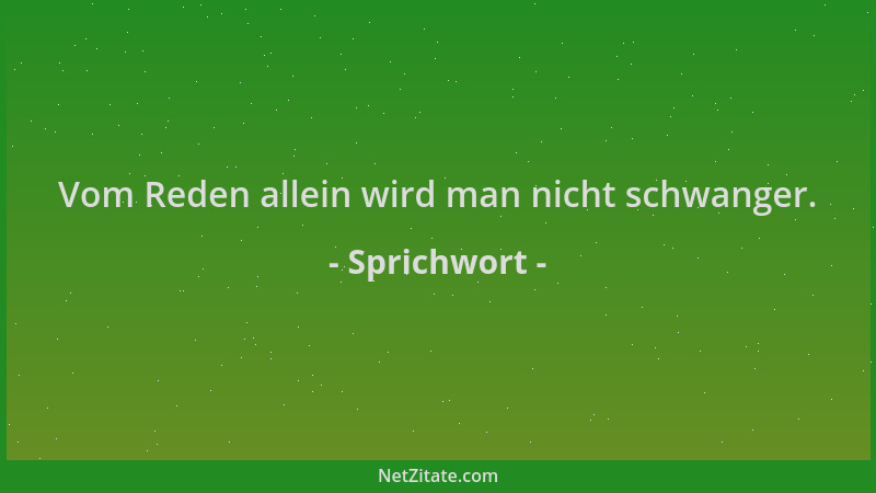 Sprichwort - Vom Reden allein wird man nicht schwanger....