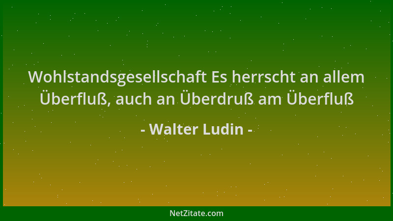Walter Ludin - Wohlstandsgesellschaft Es herrscht an allem Überfluß, auch an Überdruß am Überfluß...