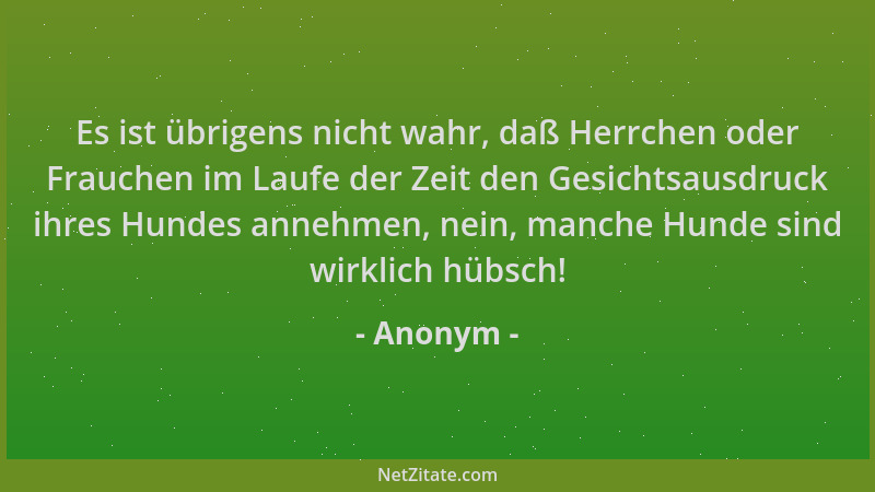 Anonym - Es ist übrigens nicht wahr, daß Herrchen oder Frauchen im Laufe der Zeit den Gesichtsausdruck ihres Hundes annehme...