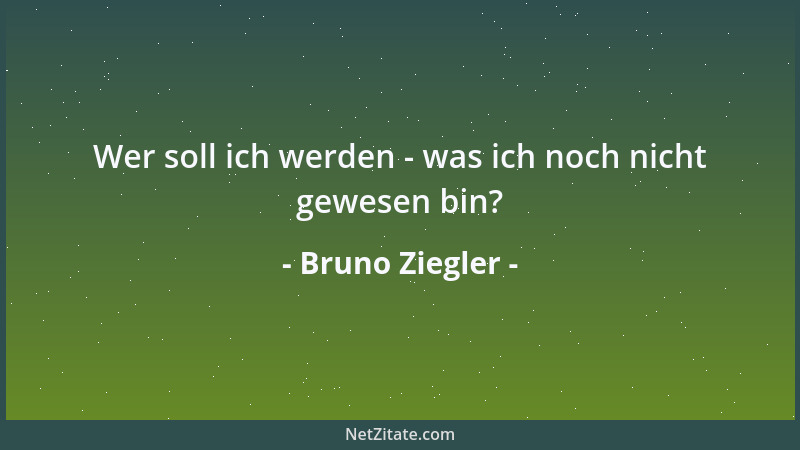 Bruno Ziegler - Wer soll ich werden - was ich noch nicht gewesen bin?...