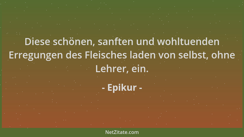 Epikur - Diese schönen, sanften und wohltuenden Erregungen des Fleisches laden von selbst, ohne Lehrer, ein....