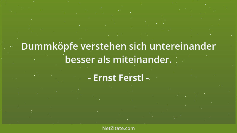 Ernst Ferstl - Dummköpfe verstehen sich untereinander besser als miteinander....