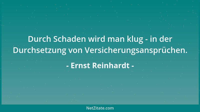 Ernst Reinhardt - Durch Schaden wird man klug - in der Durchsetzung von Versicherungsansprüchen....