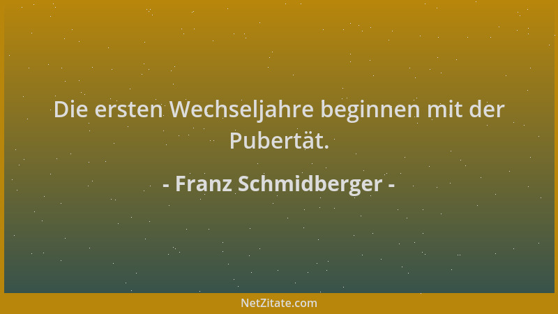 Franz Schmidberger - Die ersten Wechseljahre beginnen mit der Pubertät....