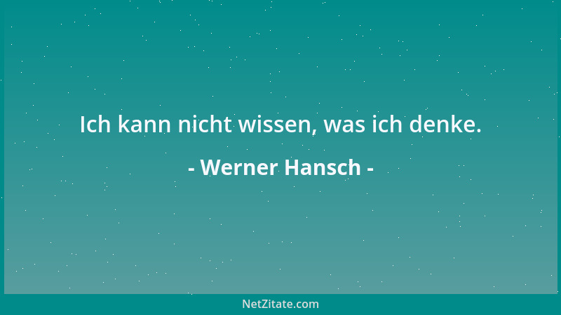 Werner Hansch - Schweigen ist ein TV-Hörspiel ohne Worte....