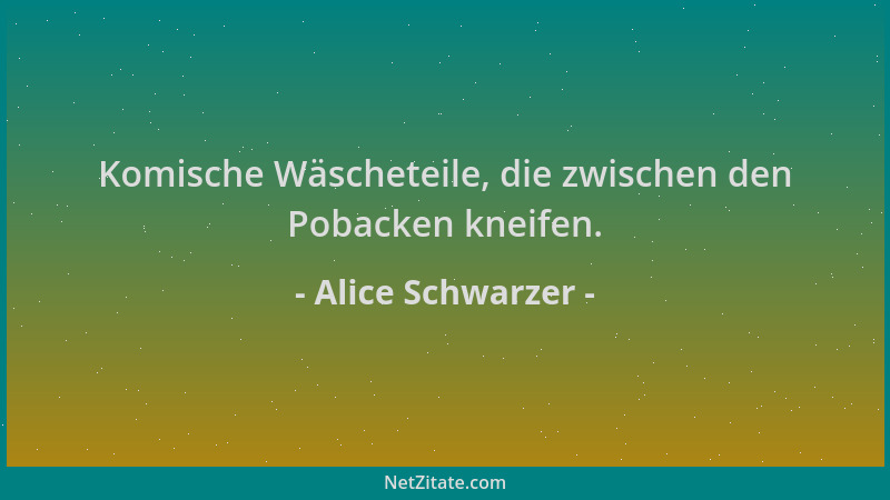 Alice Schwarzer - Komische Wäscheteile, die zwischen den Pobacken kneifen....