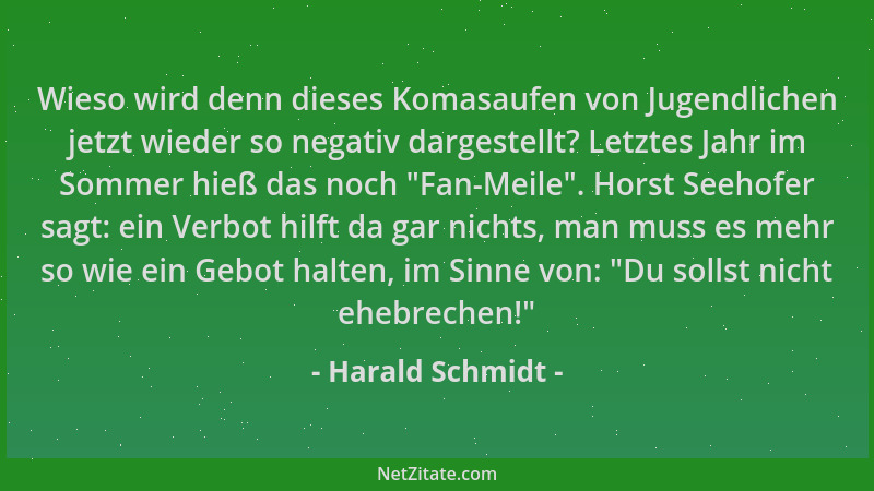 Harald Schmidt - Wieso wird denn dieses Komasaufen von Jugendlichen jetzt wieder so negativ dargestellt? Letztes Jahr im So...