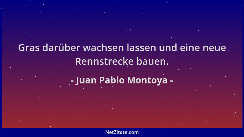 Juan Pablo Montoya - Gras darüber wachsen lassen und eine neue Rennstrecke bauen....