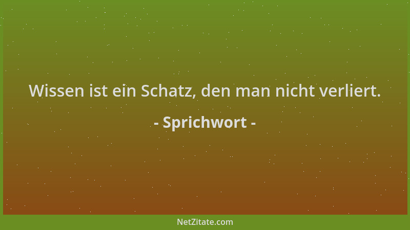 Sprichwort - Wissen ist ein Schatz, den man nicht verliert....