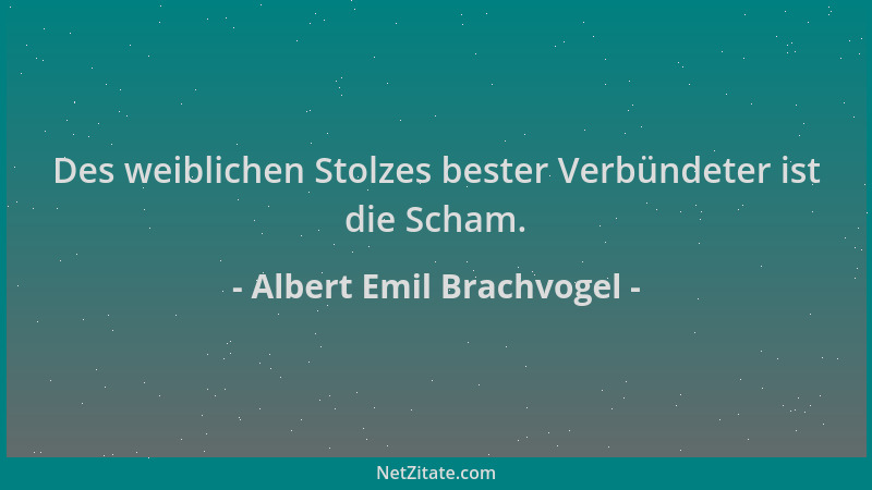 Albert Emil Brachvogel - Des weiblichen Stolzes bester Verbündeter ist die Scham....
