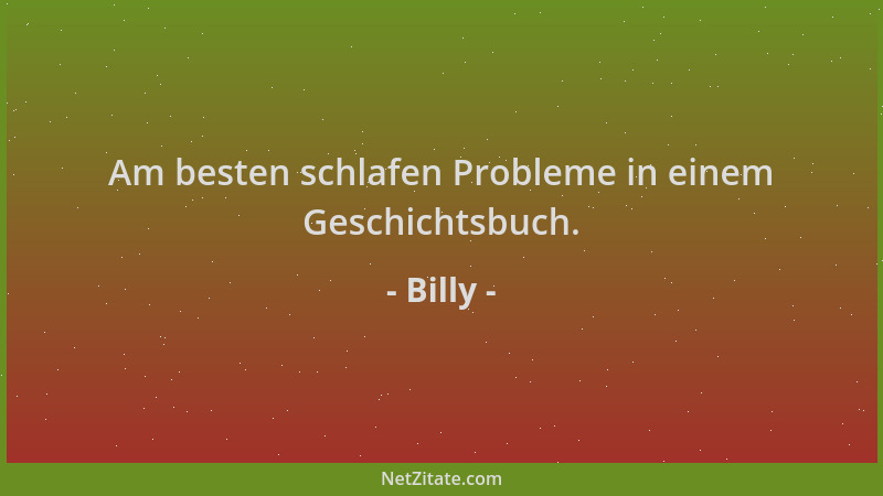 Billy - Am besten schlafen Probleme in einem Geschichtsbuch....