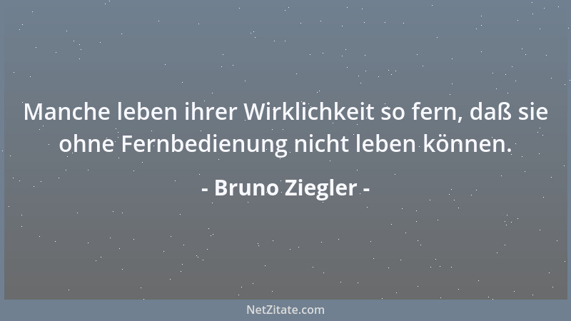 Bruno Ziegler - Manche leben ihrer Wirklichkeit so fern, daß sie ohne Fernbedienung nicht leben können....