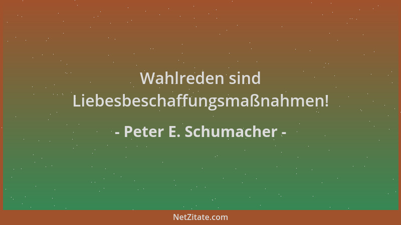 Peter E. Schumacher - Wahlreden sind Liebesbeschaffungsmaßnahmen!...