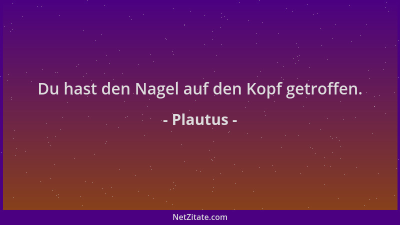 Plautus - Du hast den Nagel auf den Kopf getroffen....