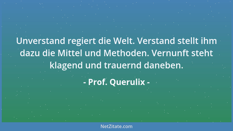 Prof. Querulix - Qualität ist der Name für die unverschämt übertriebenen Erwartungen der Konsumenten an Waren und Dienstlei...