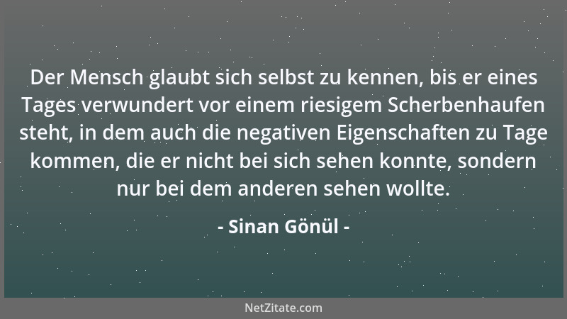 Sinan Gönül - Der Mensch glaubt sich selbst zu kennen, bis er eines Tages verwundert vor einem riesigem Scherbenhaufen steh...