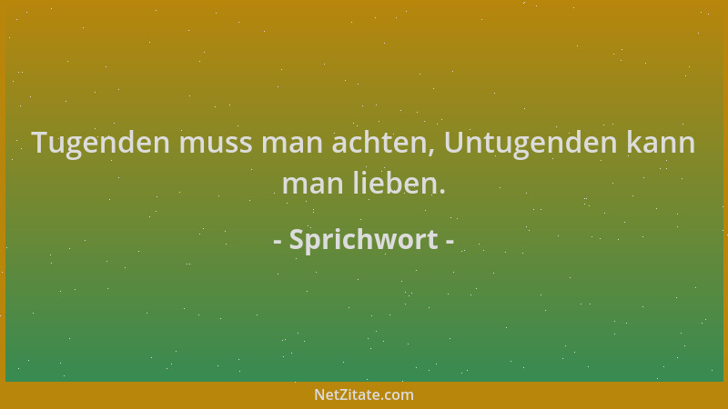 Sprichwort - Tugenden muss man achten, Untugenden kann man lieben....
