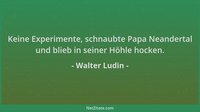Walter Ludin - Keine Experimente, schnaubte Papa Neandertal und blieb in seiner Höhle hocken....