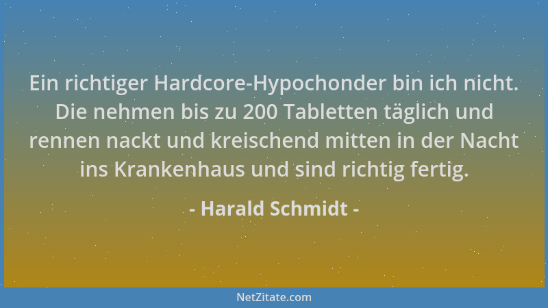Harald Schmidt - Ein richtiger Hardcore-Hypochonder bin ich nicht. Die nehmen bis zu 200 Tabletten täglich und rennen nackt...