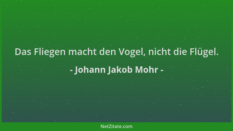 Johann Jakob Mohr - Das Fliegen macht den Vogel, nicht die Flügel....