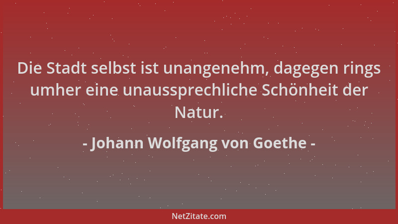 Johann Wolfgang von Goethe - Die Stadt selbst ist unangenehm, dagegen rings umher eine unaussprechliche Schönheit der Natur...