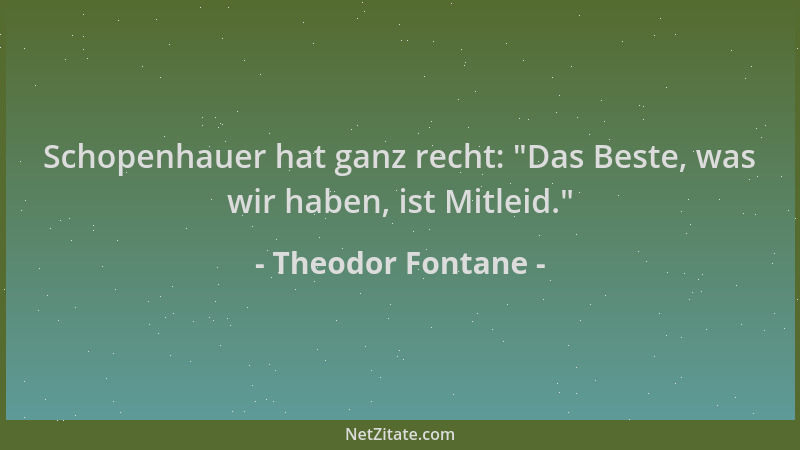 Theodor Fontane - Schopenhauer hat ganz recht:  "Das Beste, was wir haben, ist Mitleid. "...
