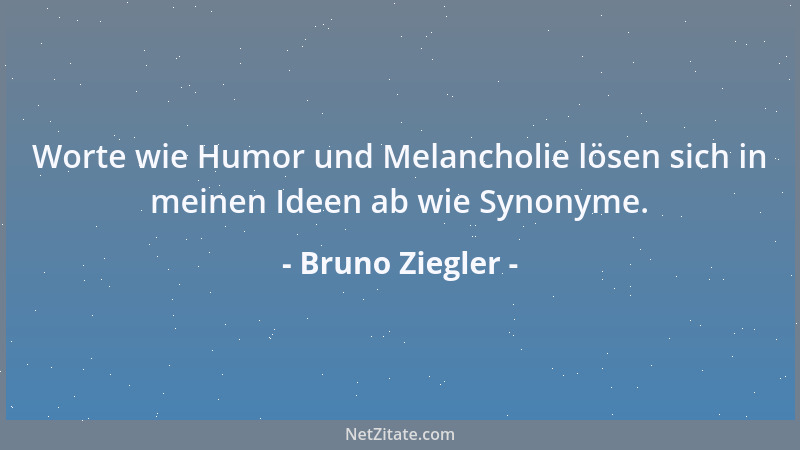 Bruno Ziegler - Worte wie Humor und Melancholie lösen sich in meinen Ideen ab wie Synonyme....