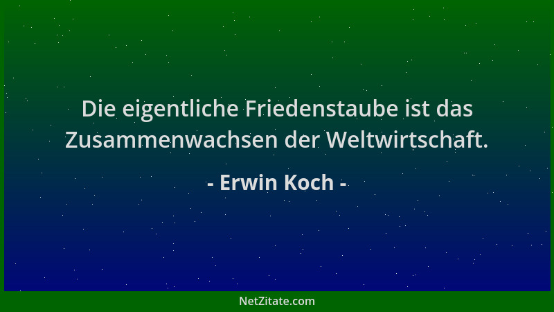 Erwin Koch - Die eigentliche Friedenstaube ist das Zusammenwachsen der Weltwirtschaft....