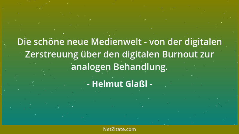 Helmut Glaßl - Die schöne neue Medienwelt - von der digitalen Zerstreuung über den digitalen Burnout zur analogen Behandlun...