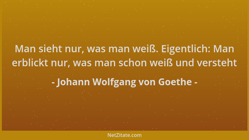 Johann Wolfgang von Goethe - Man sieht nur, was man weiß. Eigentlich: Man erblickt nur, was man schon weiß und versteht...