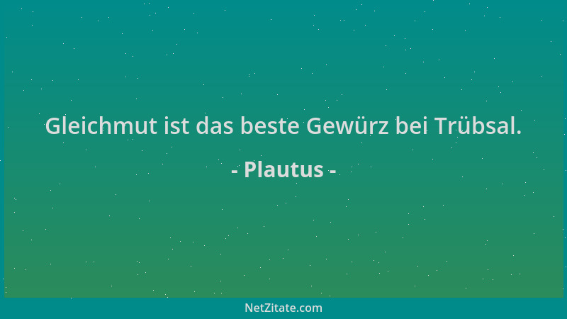 Plautus - Gleichmut ist das beste Gewürz bei Trübsal....