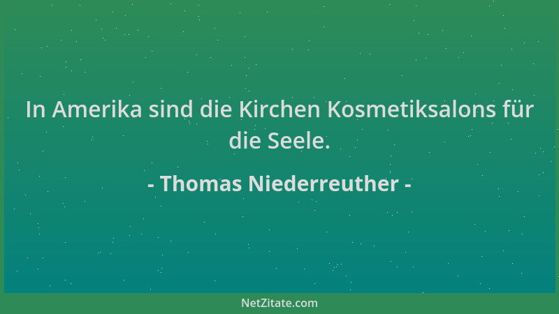 Thomas Niederreuther - In Amerika sind die Kirchen Kosmetiksalons für die Seele....