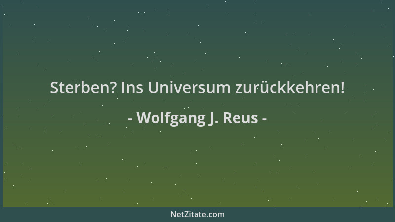 Wolfgang J. Reus - Sterben? Ins Universum zurückkehren!...