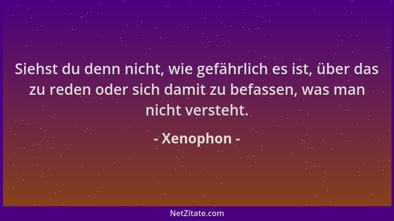 Xenophon - Siehst du denn nicht, wie gefährlich es ist, über das zu reden oder sich damit zu befassen, was man nicht verste...