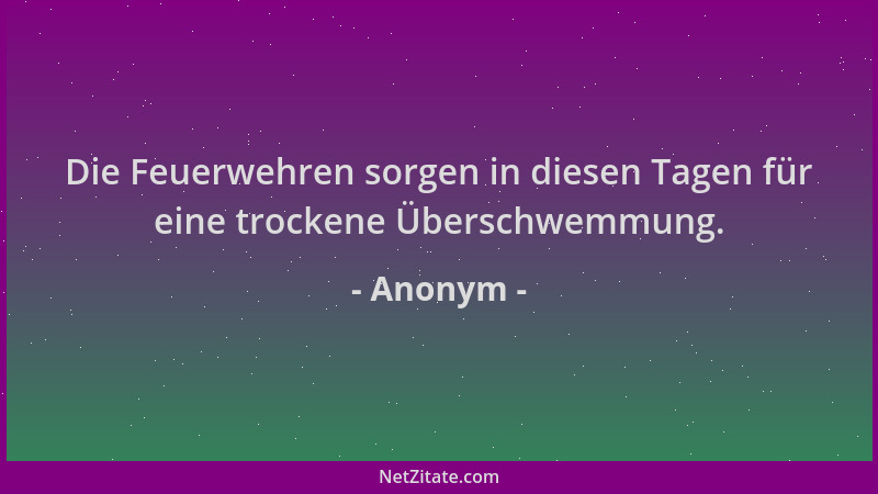 Anonym - Die Feuerwehren sorgen in diesen Tagen für eine trockene Überschwemmung....