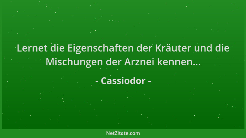 Cassiodor - Lernet die Eigenschaften der Kräuter und die Mischungen der Arznei kennen......