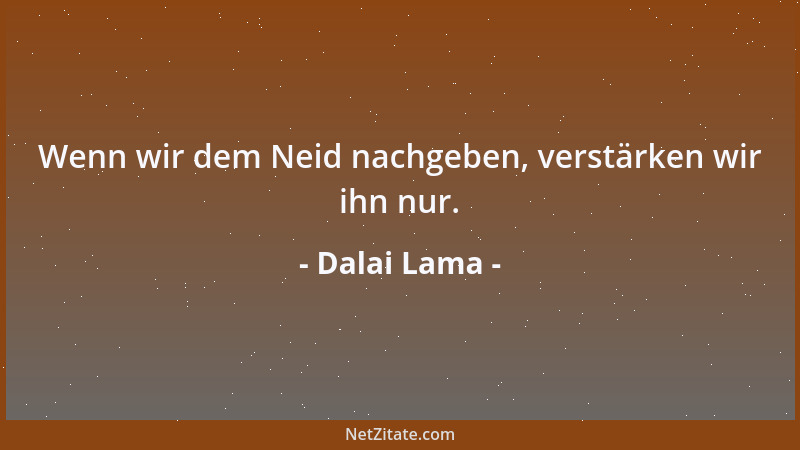 Dalai Lama - Wenn wir dem Neid nachgeben, verstärken wir ihn nur....