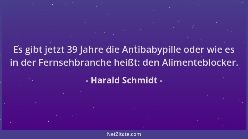 Harald Schmidt - Es gibt jetzt 39 Jahre die Antibabypille oder wie es in der Fernsehbranche heißt: den Alimenteblocker....