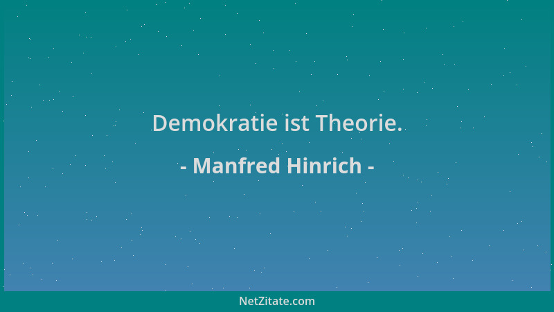 Manfred Hinrich - Demokratie ist Theorie....