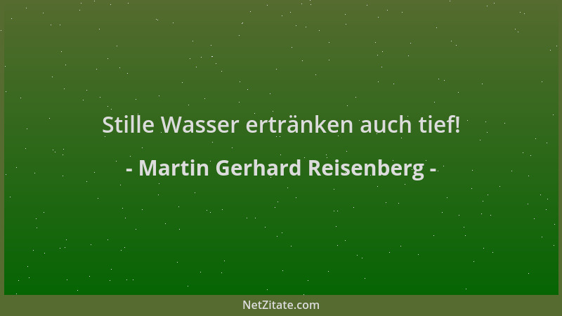 Martin Gerhard Reisenberg - Stille Wasser ertränken auch tief!...