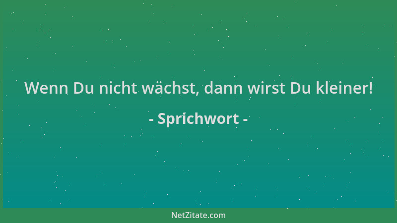 Sprichwort - Wenn Du nicht wächst, dann wirst Du kleiner!...