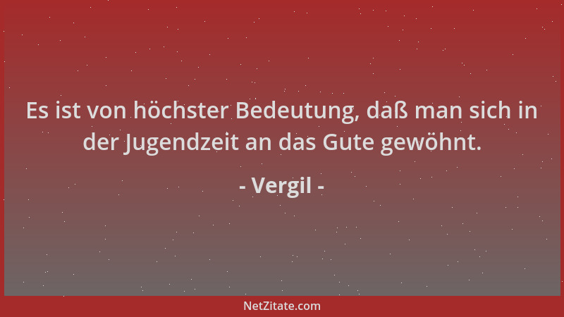 Vergil - Es ist von höchster Bedeutung, daß man sich in der Jugendzeit an das Gute gewöhnt....