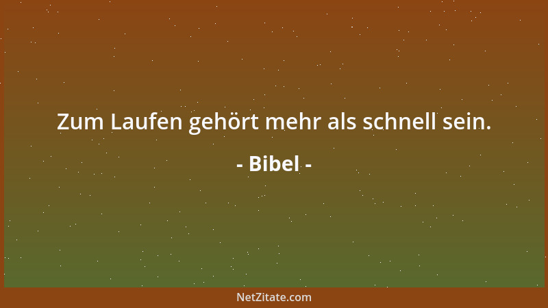 Bibel - Zum Laufen gehört mehr als schnell sein....