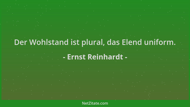 Ernst Reinhardt - Der Wohlstand ist plural, das Elend uniform....