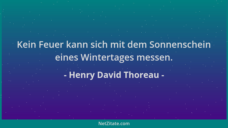 Henry David Thoreau - Kein Feuer kann sich mit dem Sonnenschein eines Wintertages messen....