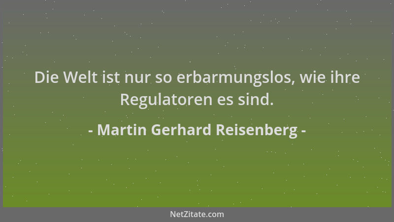 Martin Gerhard Reisenberg - Die Welt ist nur so erbarmungslos, wie ihre Regulatoren es sind....