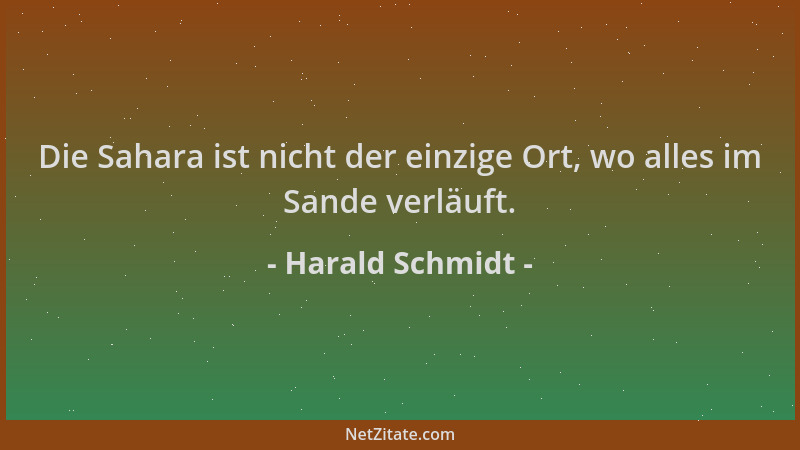 Harald Schmidt - Die Sahara ist nicht der einzige Ort, wo alles im Sande verläuft....