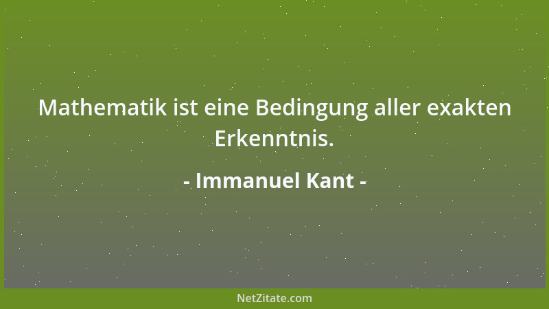 Immanuel Kant - Mathematik ist eine Bedingung aller exakten Erkenntnis....