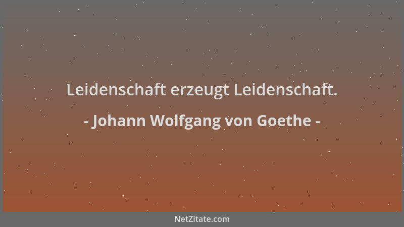 Johann Wolfgang von Goethe - Leidenschaft erzeugt Leidenschaft....